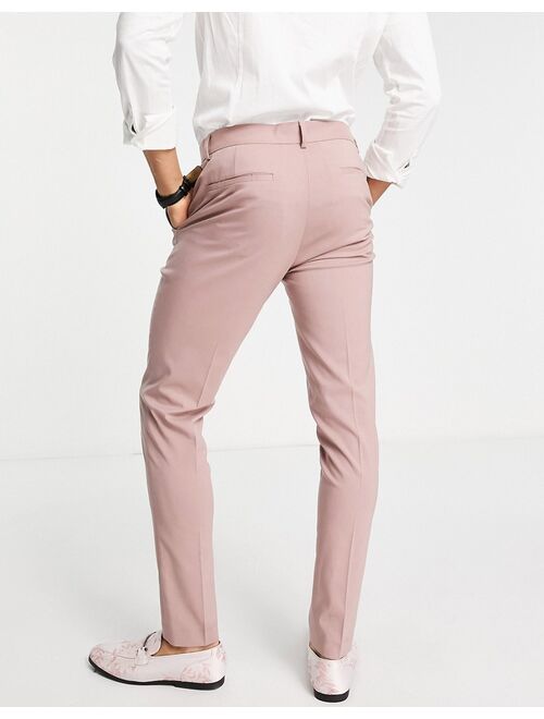 ASOS DESIGN wedding skinny smart pants in dusky mauve