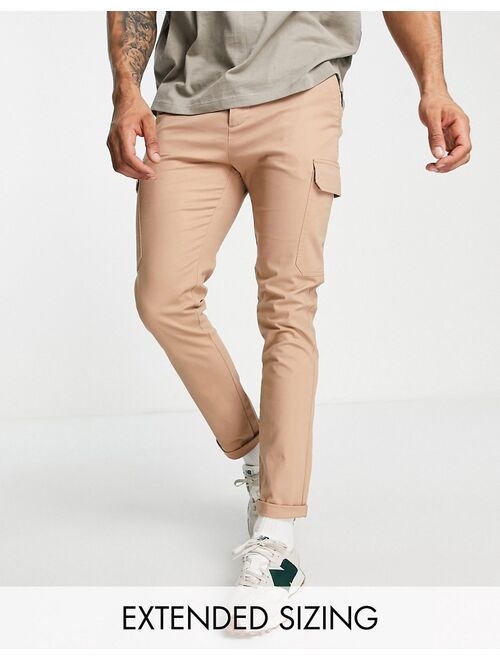 ASOS DESIGN skinny cargo pants in stone