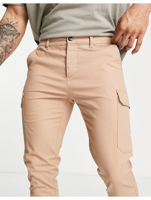 ASOS DESIGN skinny cargo pants in stone