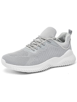 Akk Mens Running Tennis Shoes, Men's Athletic Walking Trainers Breathable Lace Up Mesh Sneakers Workout Casual Sports Shoes