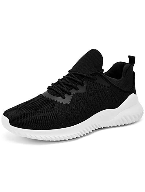 Akk Mens Running Tennis Shoes, Men's Athletic Walking Trainers Breathable Lace Up Mesh Sneakers Workout Casual Sports Shoes