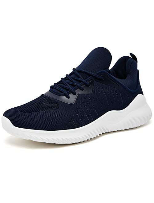 Akk Mens Running Tennis Shoes, Men's Athletic Walking Trainers Breathable Lace Up Mesh Sneakers Workout Casual Sports Shoes