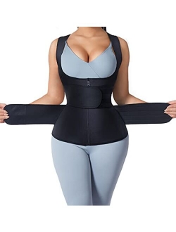 HOPLYNN Neoprene Sauna Sweat Waist Trainer Corset Trimmer Vest for Women Tummy Control, Waist Cincher Body Shaper