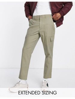 tapered cargo pants in washed khaki