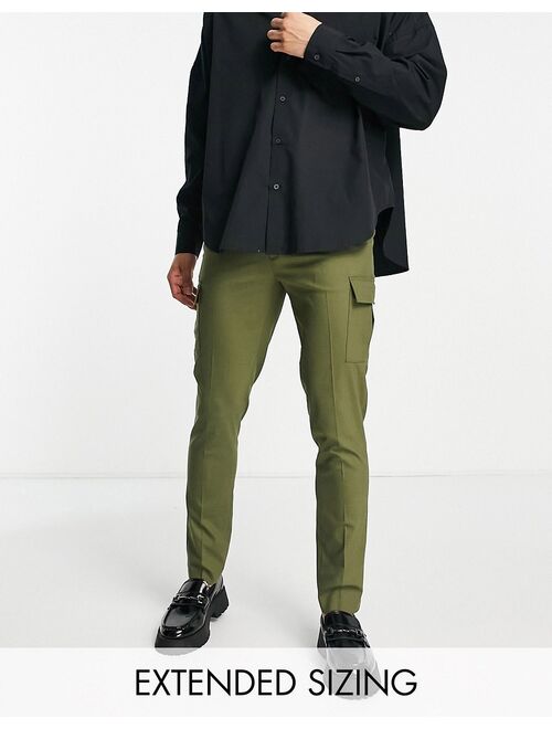 ASOS DESIGN skinny smart cargo pants in khaki