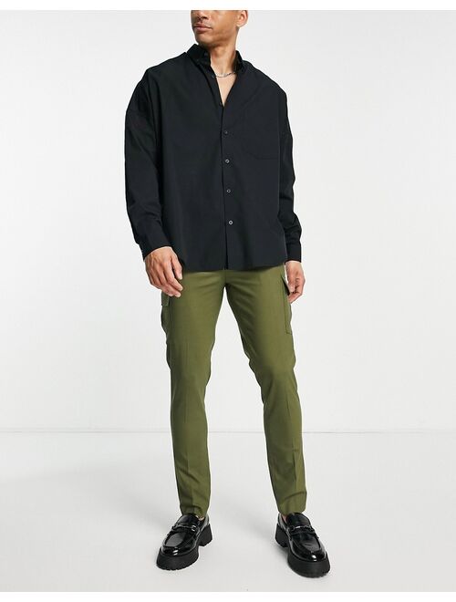 ASOS DESIGN skinny smart cargo pants in khaki