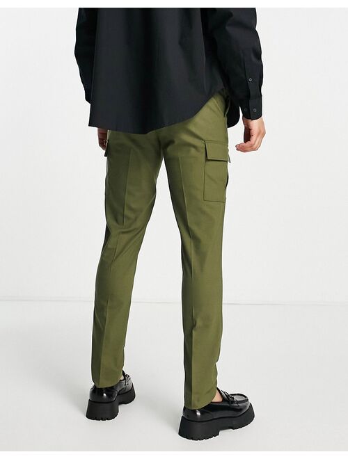 ASOS DESIGN skinny smart cargo pants in khaki