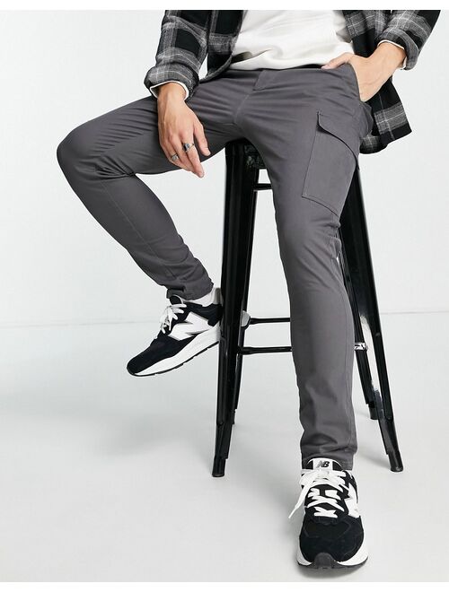 ASOS DESIGN skinny cargo pants in washed black