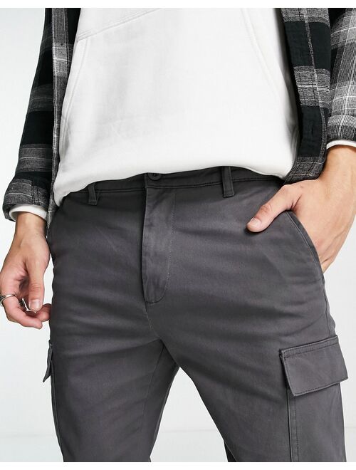 ASOS DESIGN skinny cargo pants in washed black