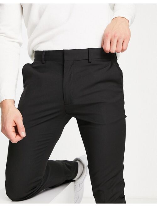 Topman recycled fabric polyester skinny pants in black