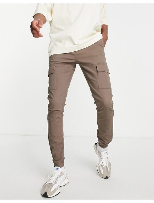 ASOS DESIGN skinny cargo pants in brown