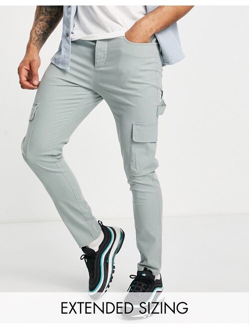 ASOS DESIGN skinny cargo pants in washed khaki