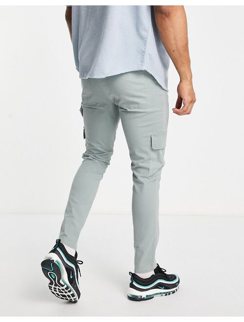 ASOS DESIGN skinny cargo pants in washed khaki