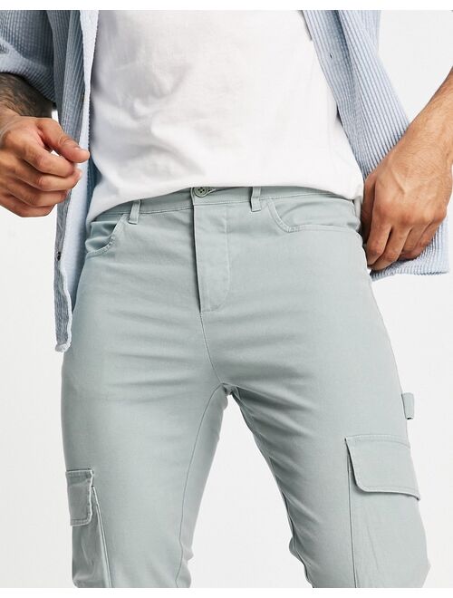 ASOS DESIGN skinny cargo pants in washed khaki