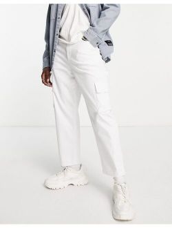 cargo wide leg pants in white