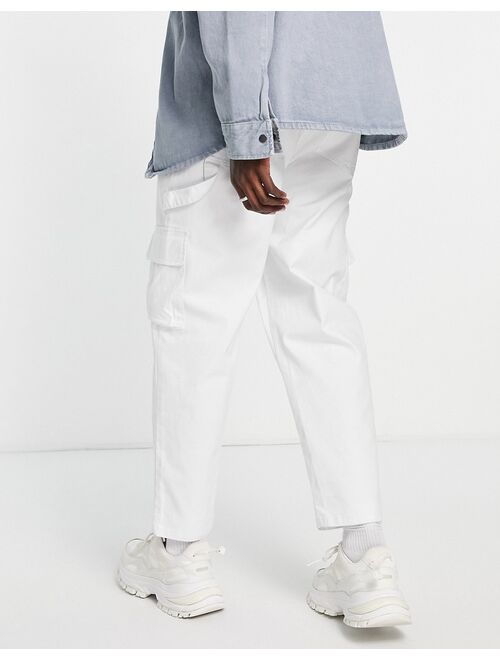 ASOS DESIGN cargo wide leg pants in white