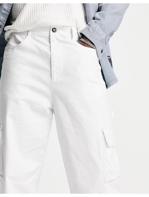 ASOS DESIGN cargo wide leg pants in white