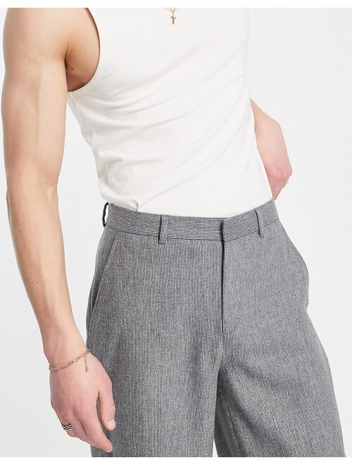 ASOS DESIGN oversized tapered wool mix smart pants in puppytoooth