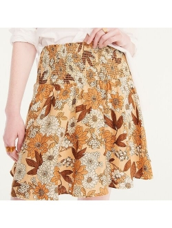 Smocked-waist linen mini skirt