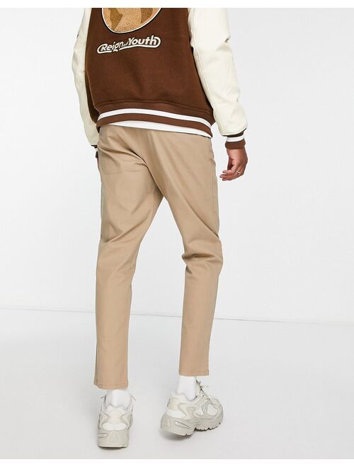 ASOS DESIGN tapered chinos in stone