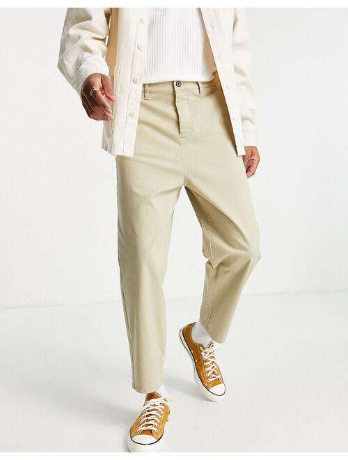 ASOS DESIGN oversized tapered chinos in light beige