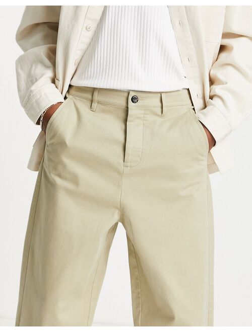 ASOS DESIGN oversized tapered chinos in light beige