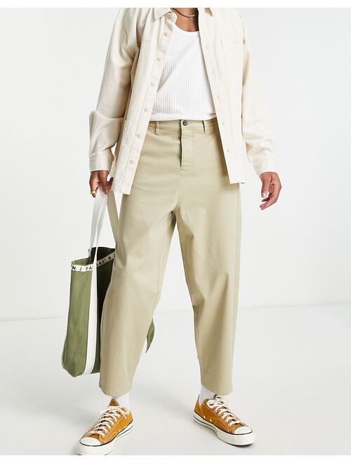 ASOS DESIGN oversized tapered chinos in light beige