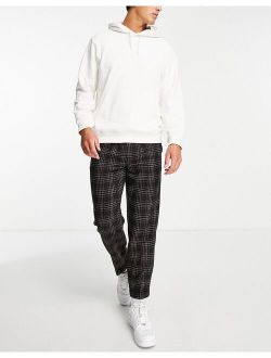 relaxed warm handle grid checked pants in brown