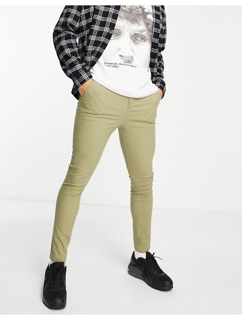 ASOS DESIGN extreme super skinny chinos in light khaki