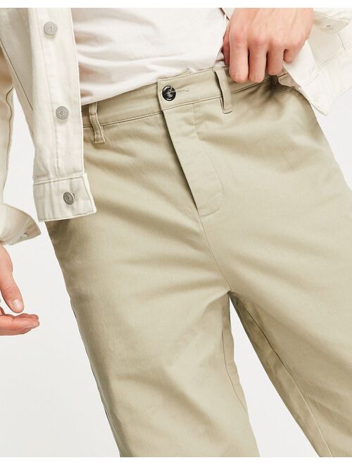 ASOS DESIGN skater fit chinos with relaxed leg in dark beige