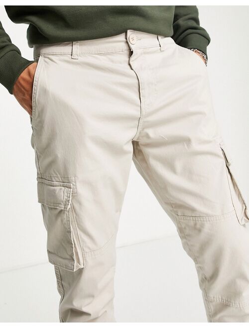 Only & Sons slim fit cargo pants with cuffed bottom in sand