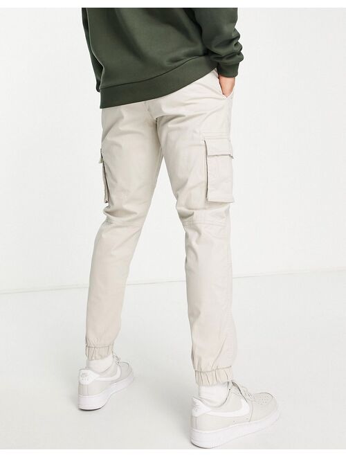 Only & Sons slim fit cargo pants with cuffed bottom in sand