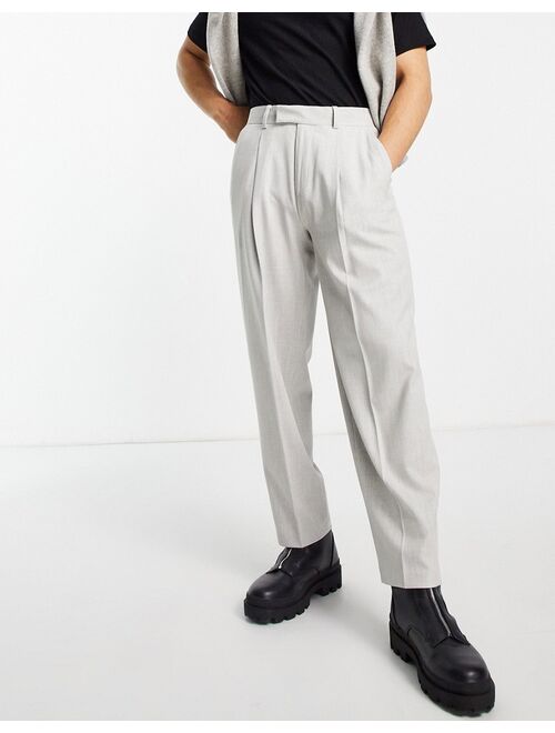 ASOS DESIGN oversized tapered smart pants in ice gray