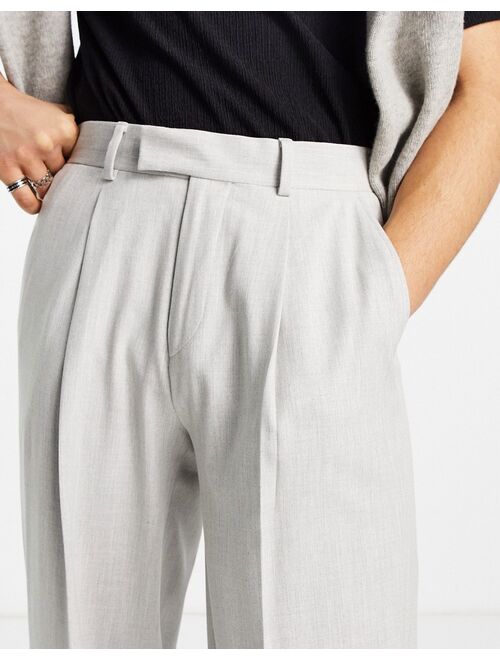 ASOS DESIGN oversized tapered smart pants in ice gray