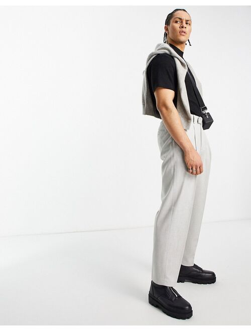 ASOS DESIGN oversized tapered smart pants in ice gray