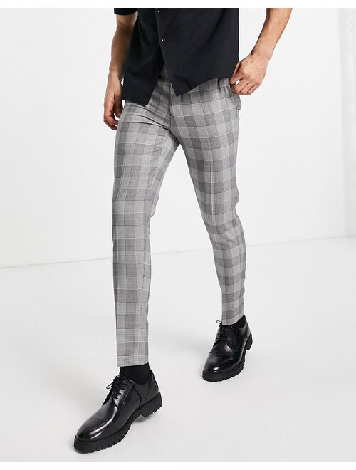 ASOS DESIGN super skinny smart pants in black prince of wales check