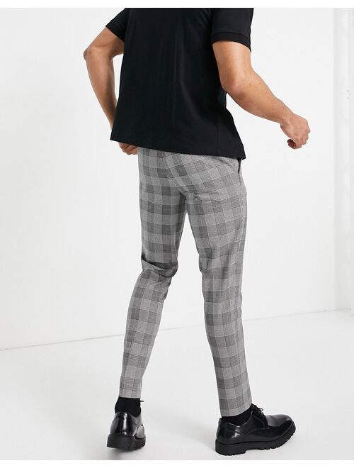 ASOS DESIGN super skinny smart pants in black prince of wales check