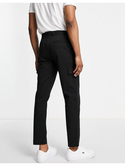 Selected Homme slim tapered cargo pants in black