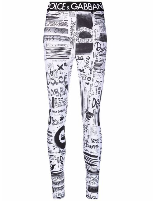 Dolce & Gabbana graffiti-print leggings