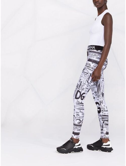 Dolce & Gabbana graffiti-print leggings