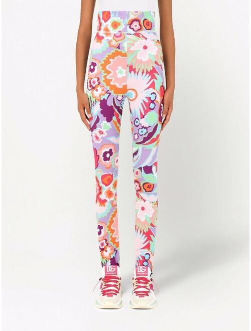 Dolce & Gabbana floral-print high-waisted leggings