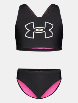 Girls' UA Logo Elastic Racerback Top 2-Piece Bikini Set