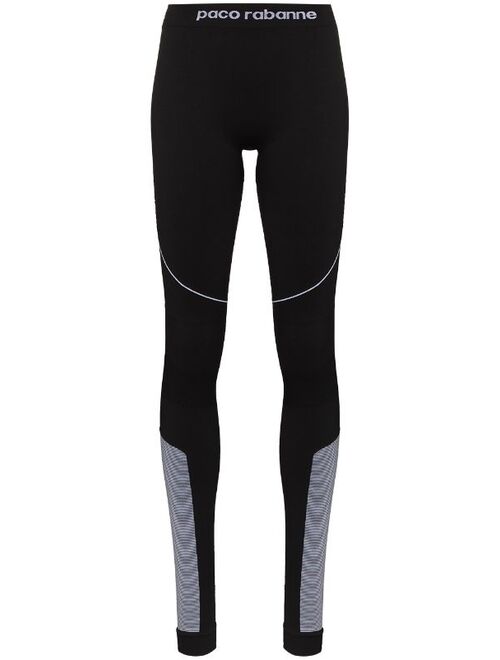 Paco Rabanne panelled logo-detailed leggings