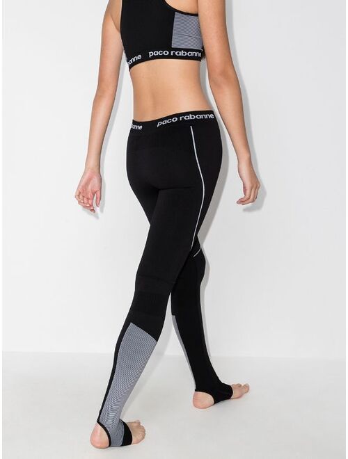 Paco Rabanne panelled logo-detailed leggings