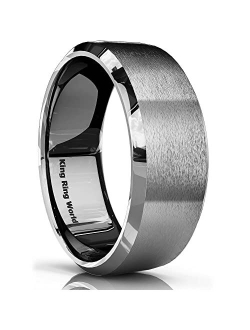 Basic Flat Ring by King Ring, 8mm – Plated Matte Finish, Wedding bands for him, Stainless Steel Ring, for Men & Women, Stylish and Attractive design, Casual Everyday Ring