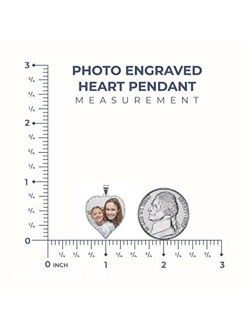 Picturesongold.Com Personalized Photo Engraved Heart Shaped Custom Photo Pendant/Photo Necklace/Photo Charm with Diamond Cut Edge - 3/4 Inch x 3/4 Inch