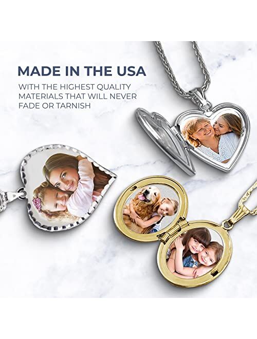 Picturesongold.Com Personalized Photo Engraved Heart Shaped Custom Photo Pendant/Photo Necklace/Photo Charm with Diamond Cut Edge - 3/4 Inch x 3/4 Inch