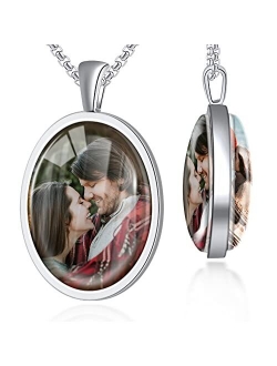 Fanery Sue Picture Necklace Personalized Photo for Women Men, Custom Pendant with Picture Inside, Engraved Necklace with Solid Protector