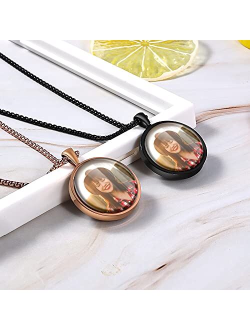 Fanery Sue Picture Necklace Personalized Photo for Women Men, Custom Pendant with Picture Inside, Engraved Necklace with Solid Protector