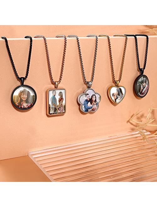 Fanery Sue Picture Necklace Personalized Photo for Women Men, Custom Pendant with Picture Inside, Engraved Necklace with Solid Protector